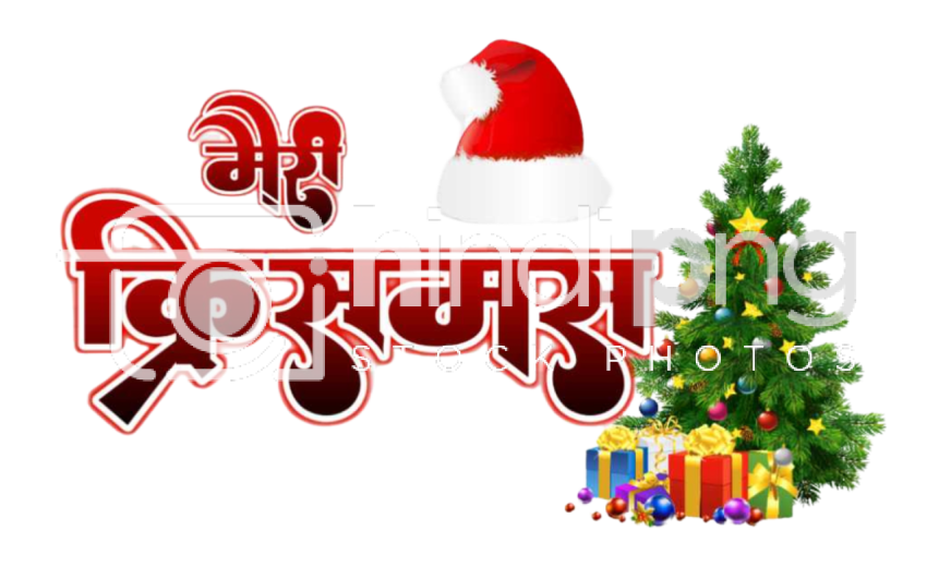 Merry Christmas Wishes PNG with Hindi Text