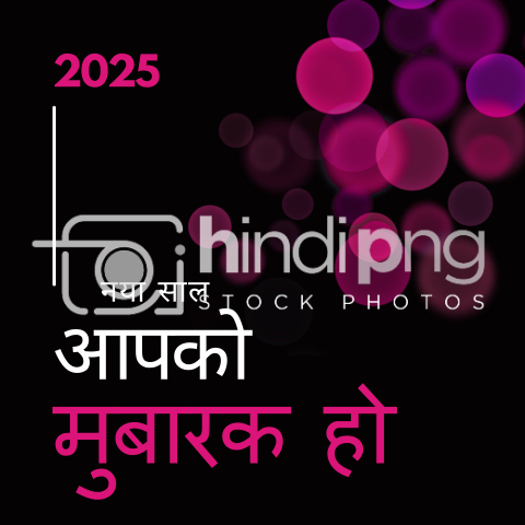 Happy New Year 2025 Wishes in Hindi - Elegant New Year 2025 PNG Design