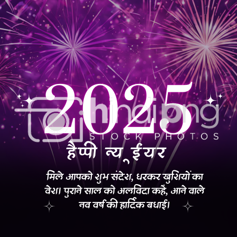 Happy New Year 2025 Wishes in Hindi - Joyful Hindi New Year 2025 PNG Image